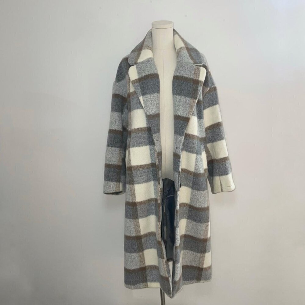 Fashion Nova Plaid Wool Blend Longline Coat | Women’s Size S